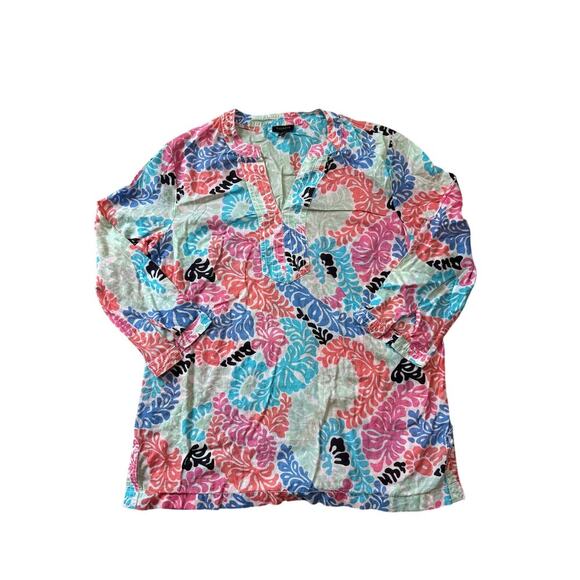 TALBOTS Tunic/blouse, lightweight; 100% cotton, botanical floral, size small - Picture 1 of 8